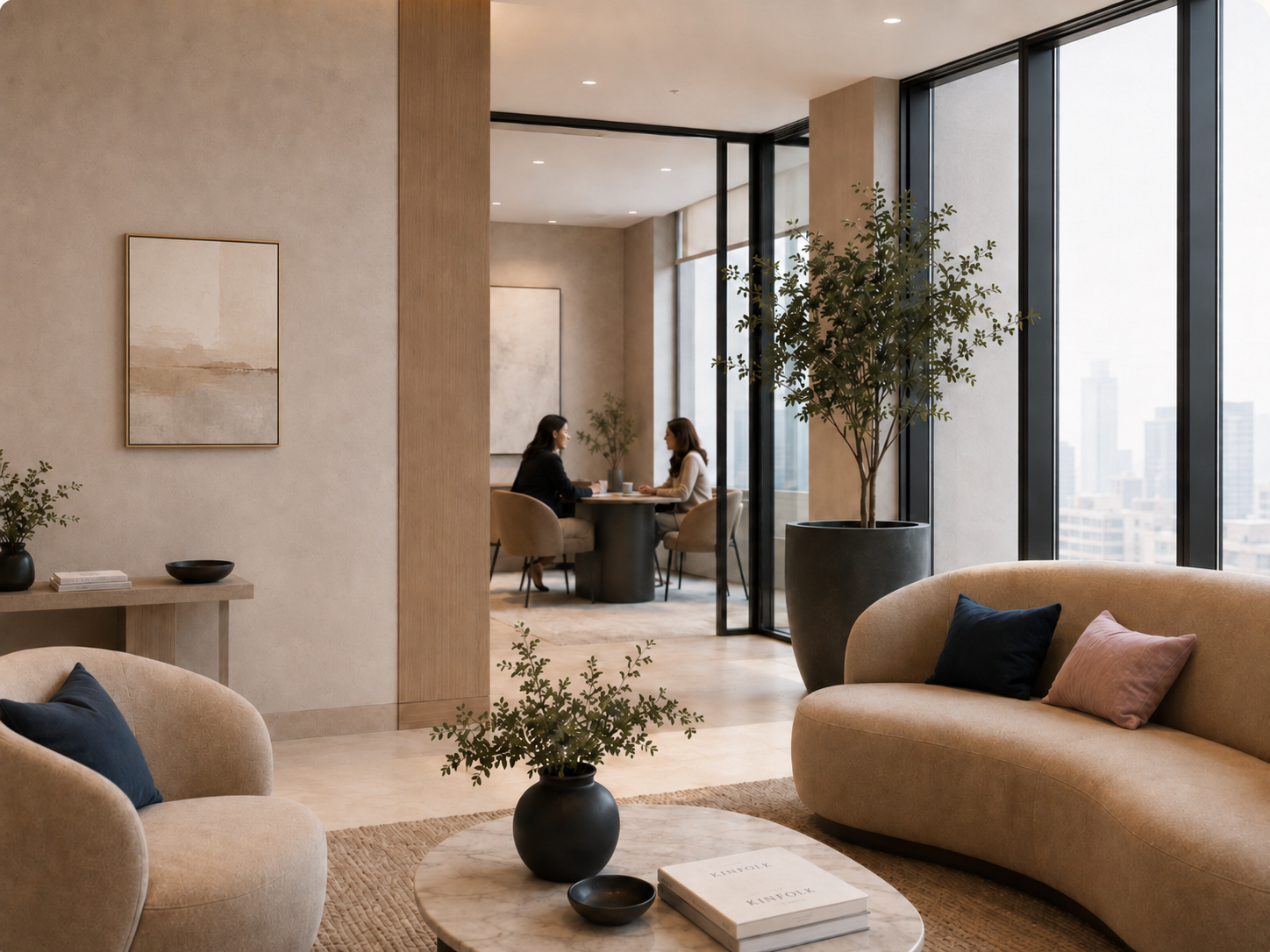Calm modern bookkeeping office lounge.