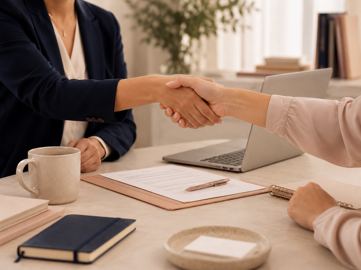 Business owner and SheBooks adviser beginning a partnership.